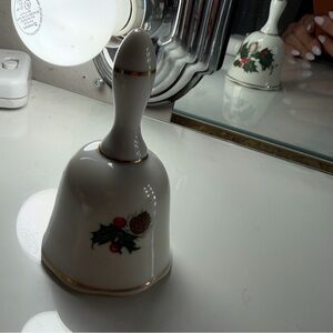 Vintage Christmas Porcelain Bells Santa Holly Poinsettia Decor